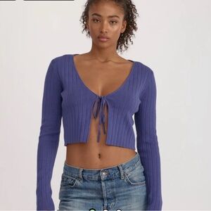 Organic Basics Soft Knit Rib Tie Cardigan